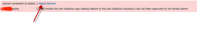 Cannot enable the site collection app catalog feature
