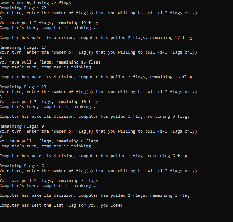 22 Flags Game Theory Puzzle in C#