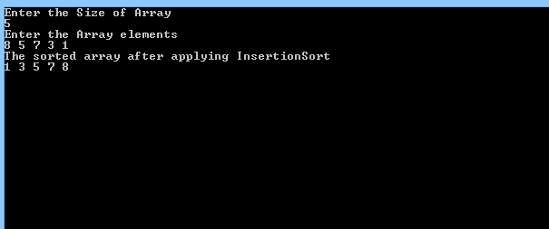 Insertion Sort Algorithm In C#