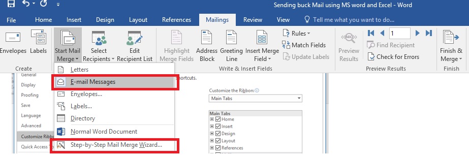 Send Buck Mail Using Microsoft Word And Excel