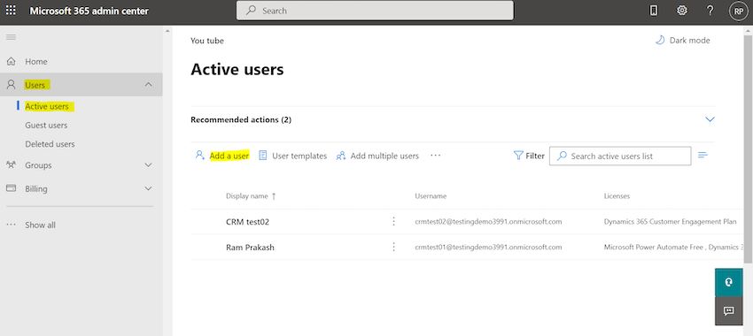 Adding Users in Office 365
