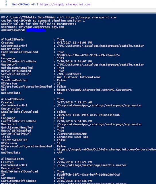 Get the SharePoint Online Sub-sites using PowerShell