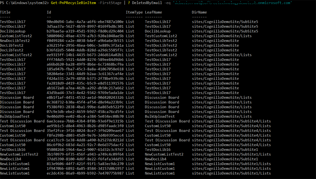 Manage Recycle Bin and Restore