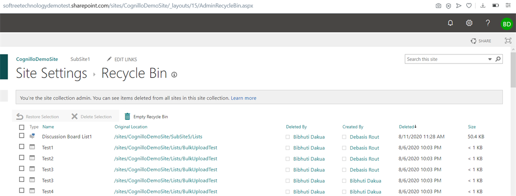 Manage Recycle Bin and Restore