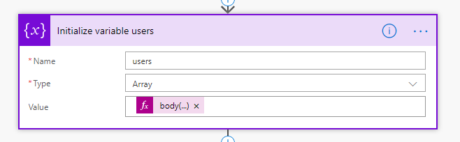 Initialize variable 'user'