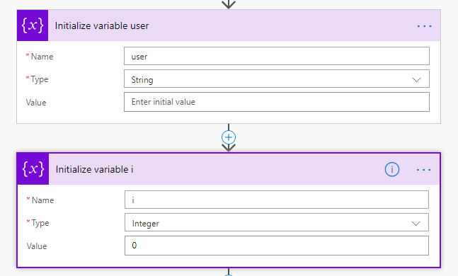 Initialize variable 'user'