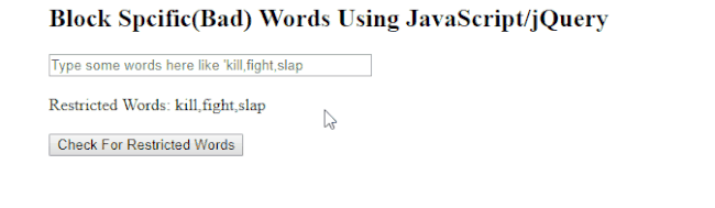 Block Specific Bad Words Using JavaScript jQuery