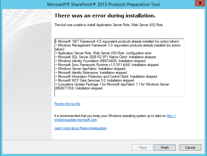 “Unable Install Application Server Role” During Setup