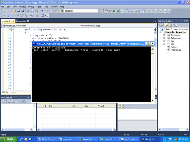 Number to Word Conversion using C#