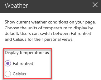 SharePoint Online Modern UI - Weather Webpart