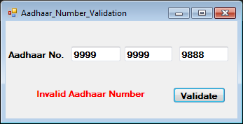 Aadhaar Number Validation Using C#