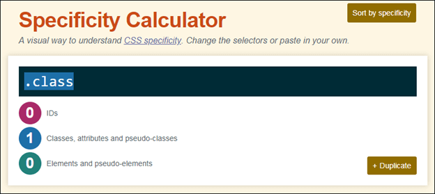 Specificity in CSS