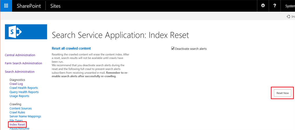 Clear The Search Index In SharePoint Server 2016