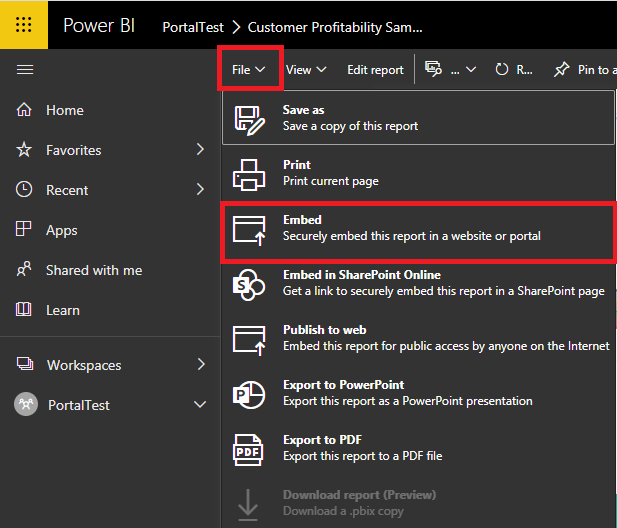 How to Integrate Power BI Report in Portal Apps