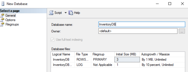 Create Database