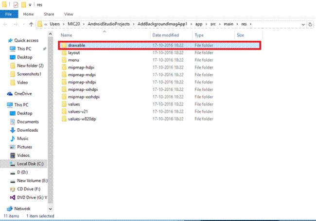Create A Background Image In Android Application Using Android Studio