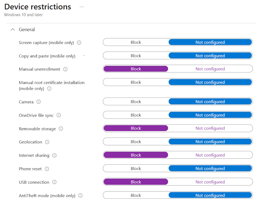 How to Configure Device Restriction settings in Microsoft Intune