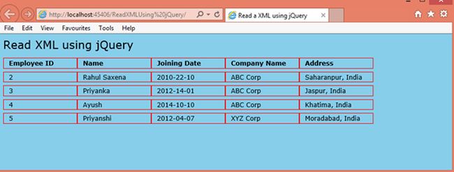 JQuery Read a XML File
