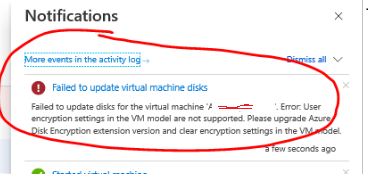 Azure VM - Failed to update virtual machine disks (Solved)