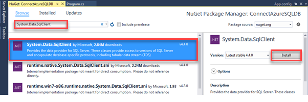 How To Create A Console Application To Connect To An Azure SQL Database ...