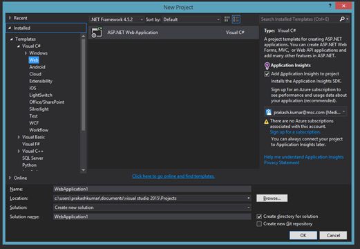 Online Templates In Visual Studio 2015