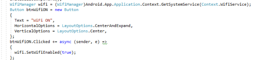 WiFi ON/OFF On Button Click In Xamarin Android