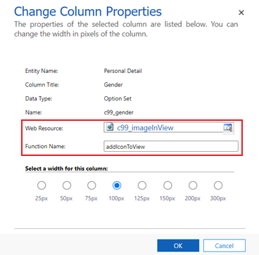 Add icons to all records of a view based on a condition in Power Apps