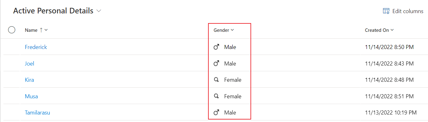 Add icons to all records of a view based on a condition in Power Apps