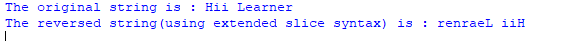 Reverse string using slice method