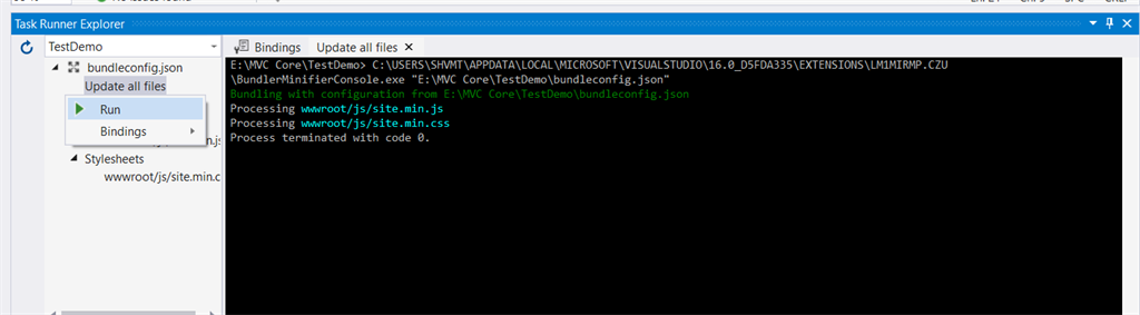 Bundling and Minification in .NET CORE MVC