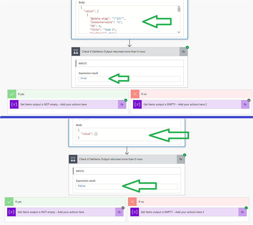 Check if Get Items Action returns more than Zero Records using FLOW