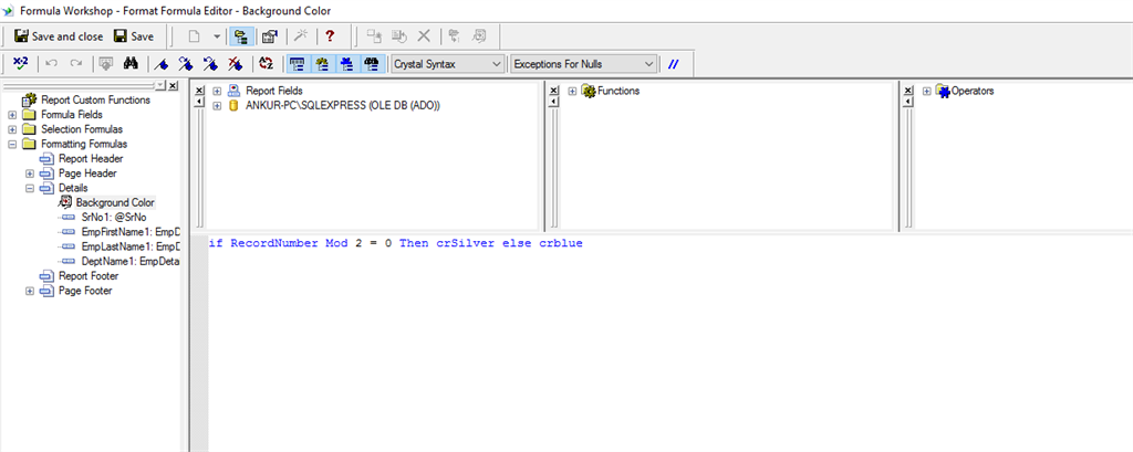 If then formula for alternating colors in crystal reports - topacu