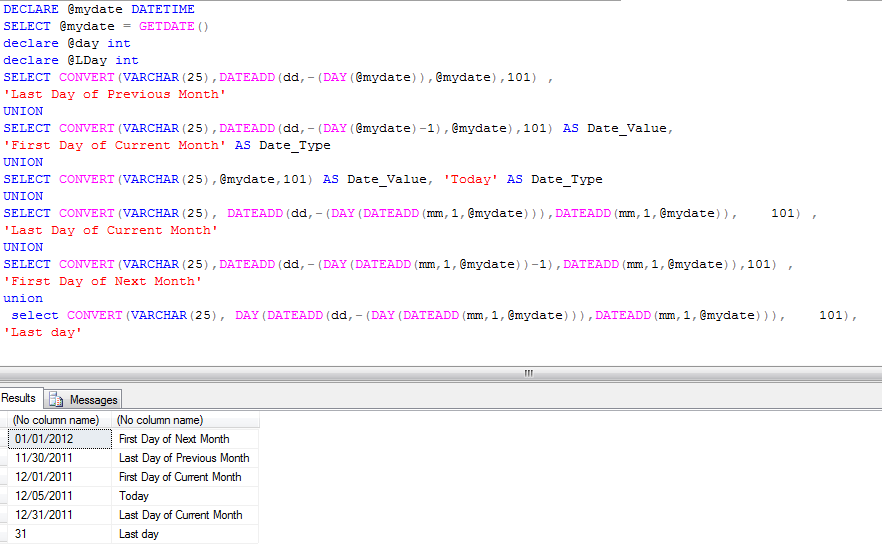 how to find last day of current month in sql
