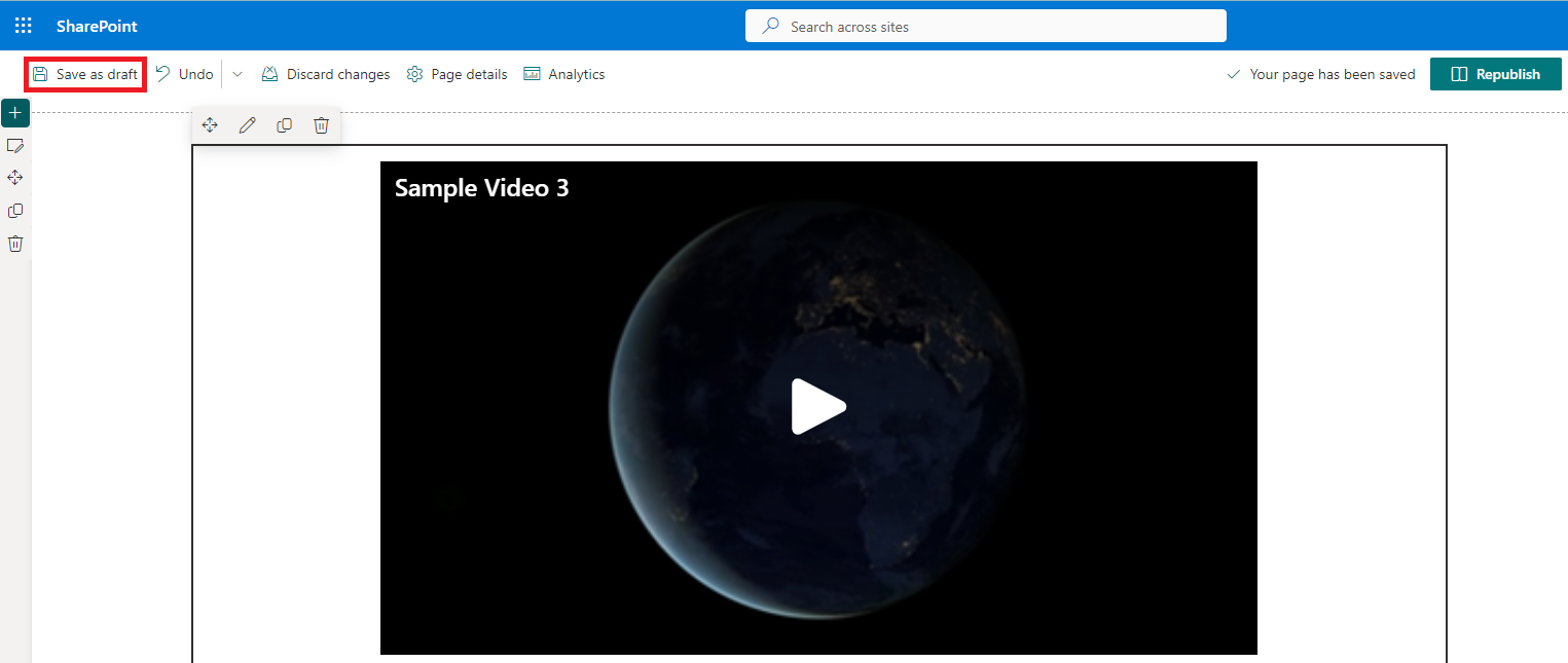 Video Embed Using Stream Classic Webpart In SharePoint Online Modern Page