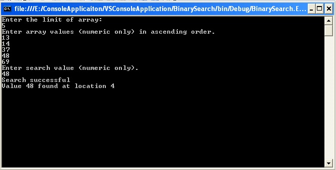 Binary Search in c#
