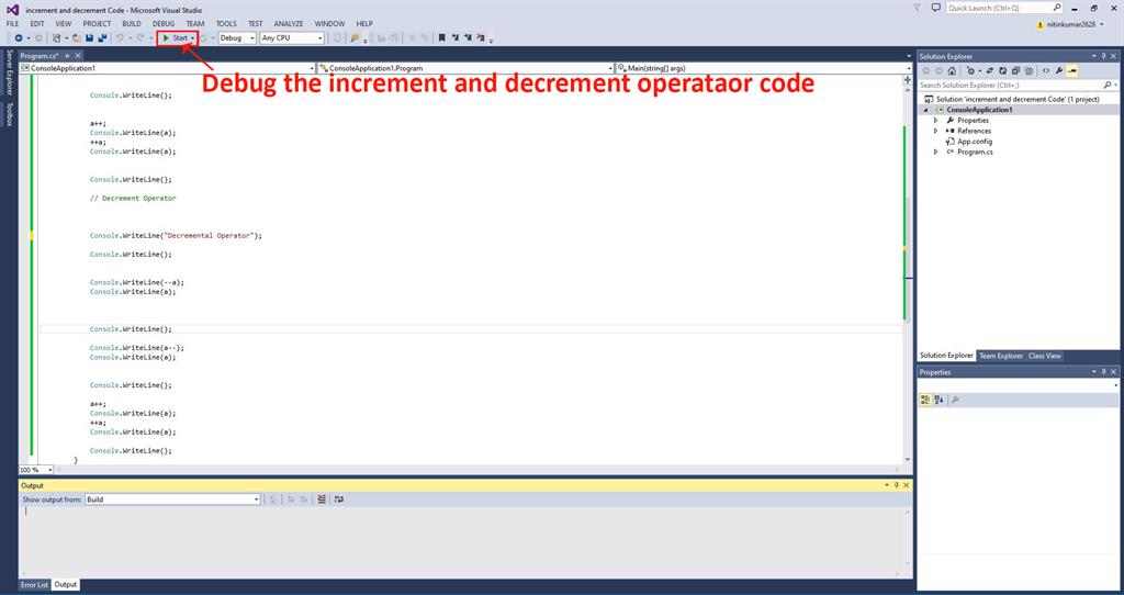 Increment And Decrement Operators Using C# Code