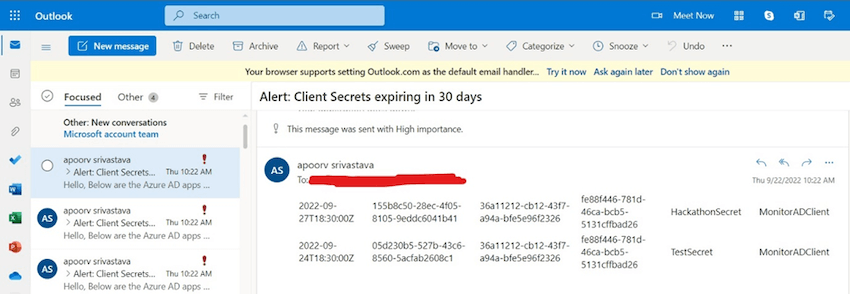 Azure Logic App as a Connector to send notification