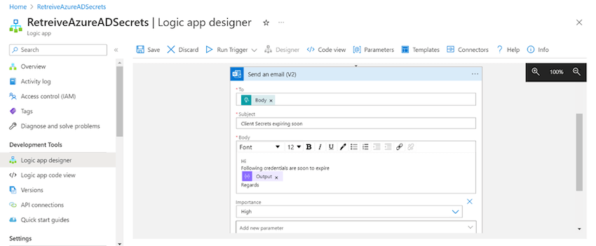 Azure Logic App as a Connector to send notification