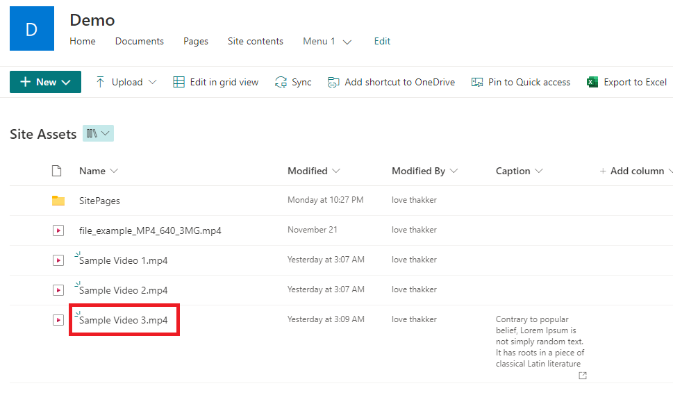 Video Embed Using Embed Webpart In SharePoint Online Modern Page