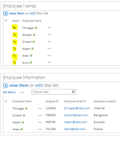 Create List Relationship By Using Unique Value