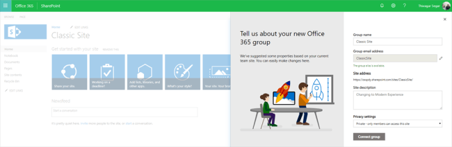 Convert Classic Site Collection To Modern Site Within OOTB Feature
