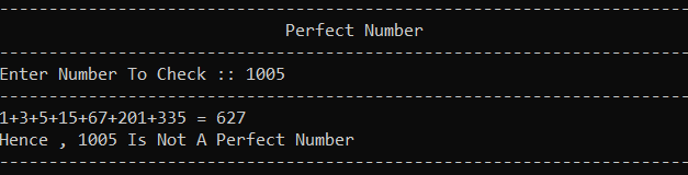 Program To Check Whether A Number Is Perfect Number Or Not