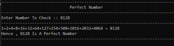 Program To Check Whether A Number Is Perfect Number Or Not
