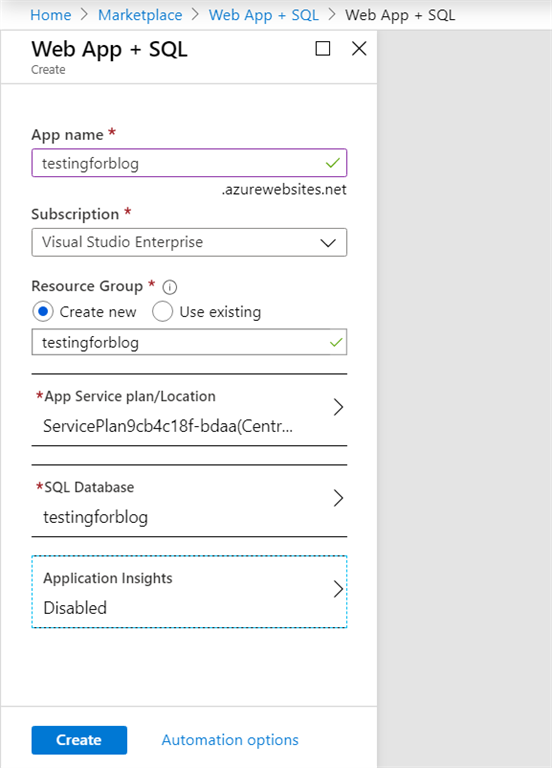 Creating an Azure Web App and Enabling Security Authentication