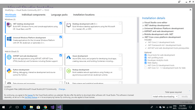 Installing Xamarin using Visual Studio 2017