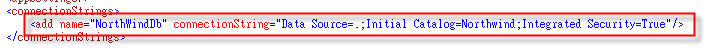 NorthWindDb connection string in web.config Fig 13. NorthWindDb connection string in web.config.jpg