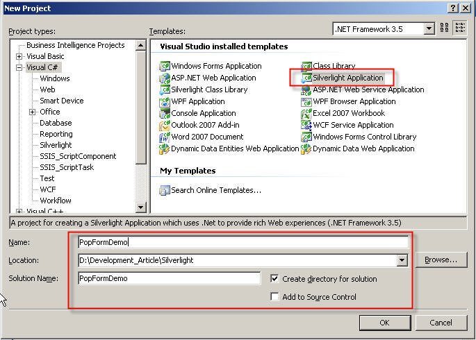 Create Silverlight project Fig 5. Create Silverlight project.jpg