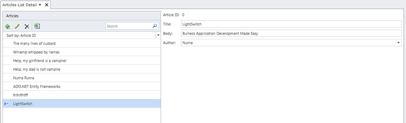 List detail in LightSwitch 2011