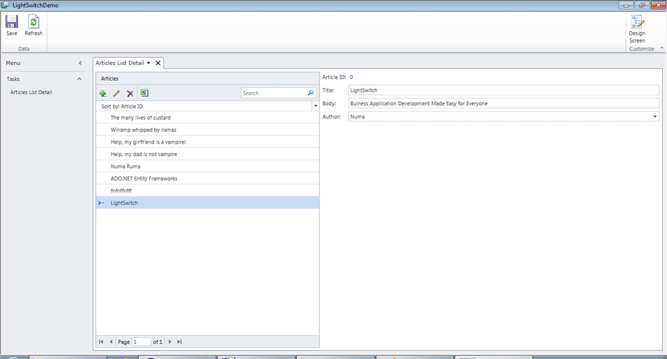 artcle edit in LightSwitch2011