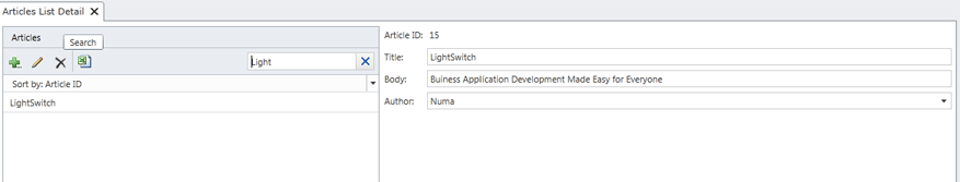 Searched record in LightSwitch 2011